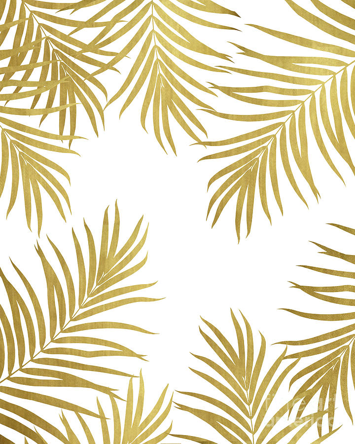 Nature Mixed Media - Gold Palm Leaves Vibes #1 #shiny #tropical #decor #art by Anitas and Bellas Art