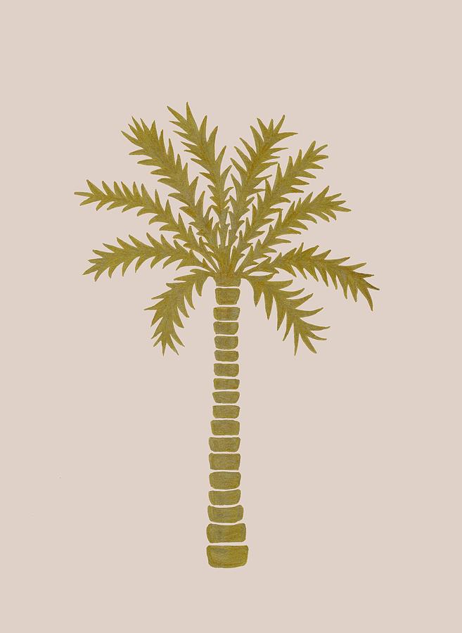 Gold Palm Tree Drawing By Janremi B