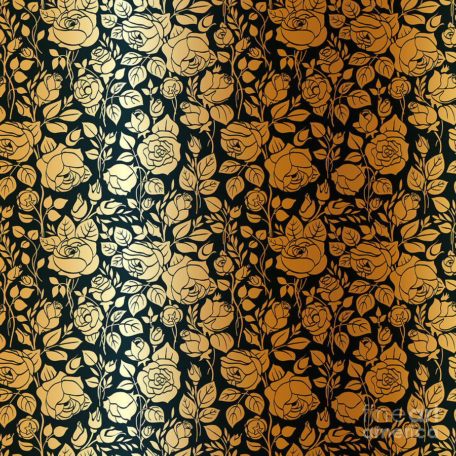 Beauty Digital Art - Gold Vintage Seamless Pattern With by Olga Korneeva Beauty Digital Art - Gold Vintage Seamless Pattern With by Olga Korneeva