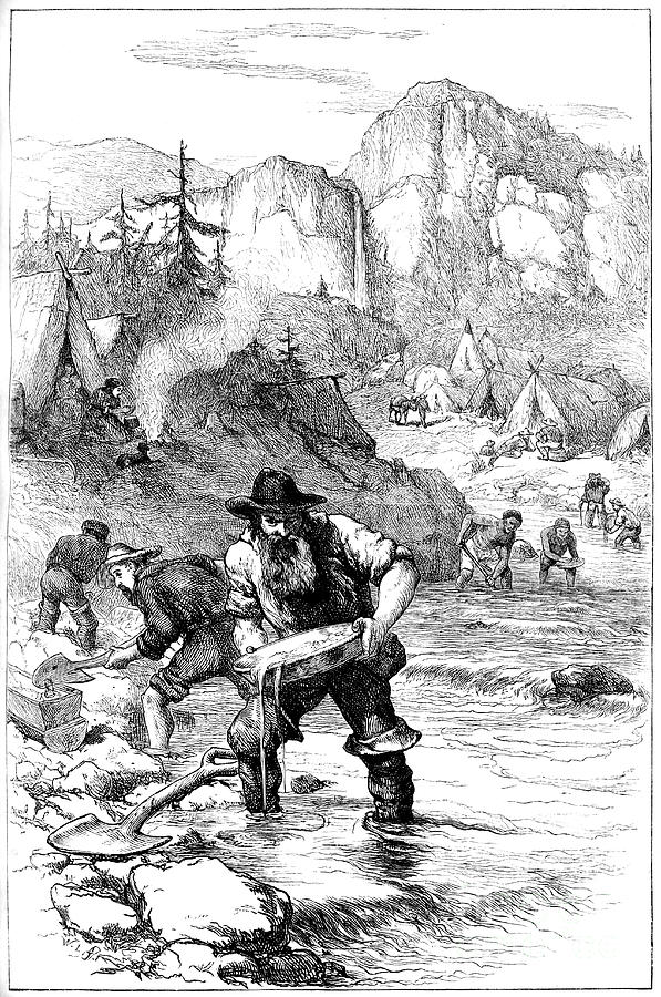 Gold Washing In California, C1840s Drawing by Print Collector
