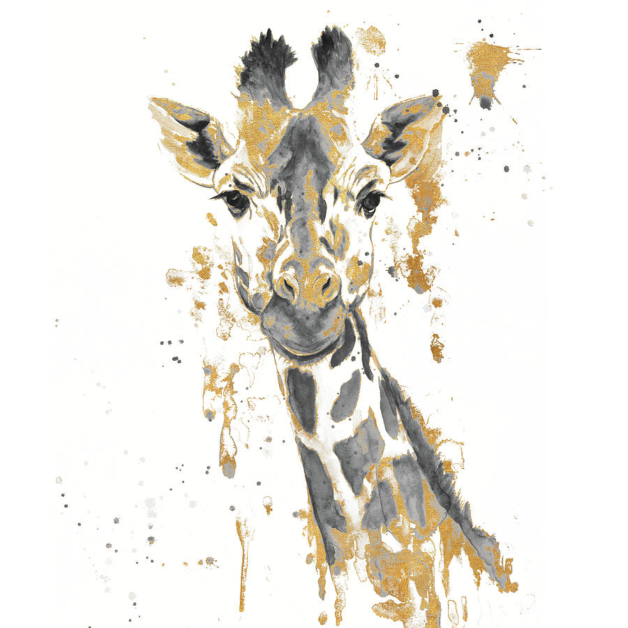 Giraffe Painting - Gold Water Giraffe by Patricia Pinto