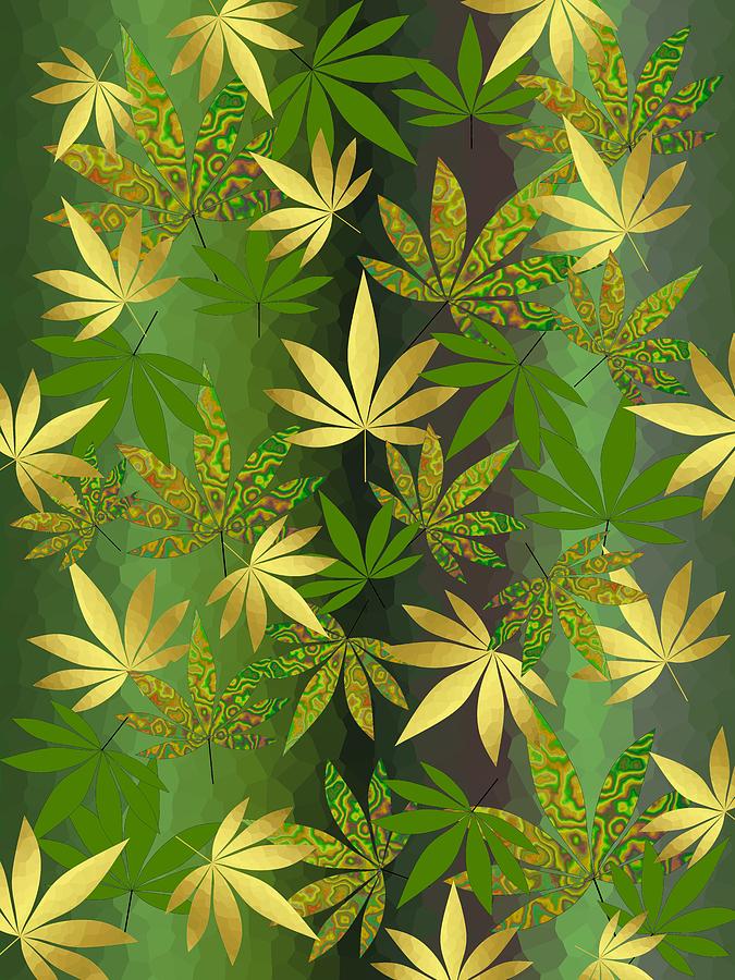 Gold Weed Leaves Digital Art by Kathleen Sartoris | Fine Art America