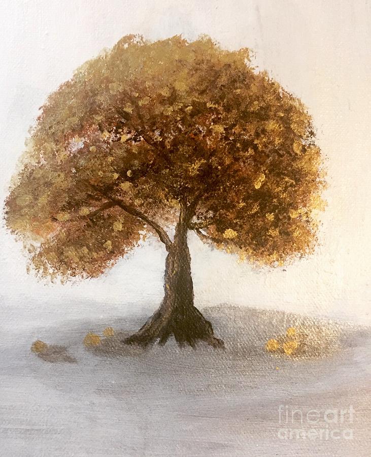 Golden Apple Tree Painting By Lucia Grilletto