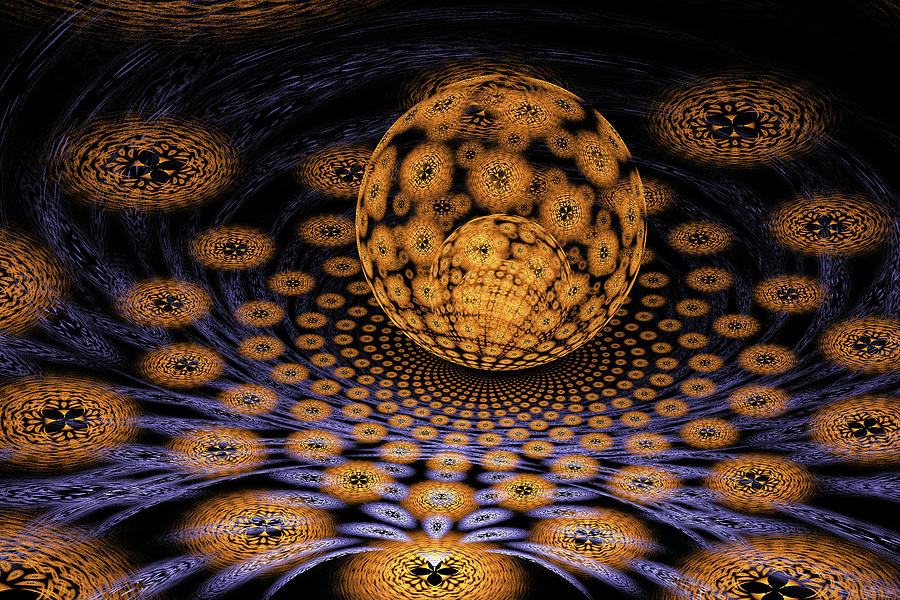 Abstract Digital Art - Golden Ball Decorative Digital Art by Matthias Hauser
