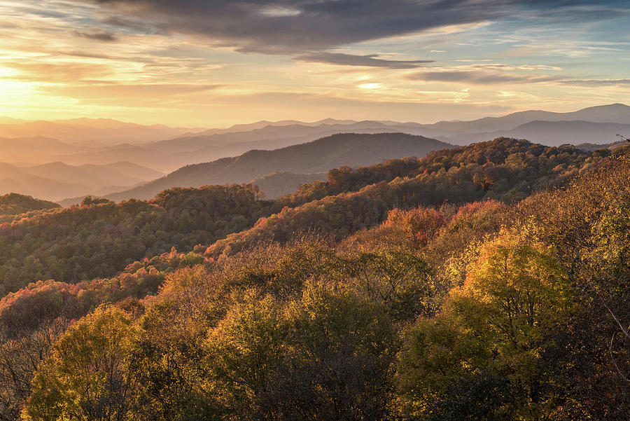 Sunset Photograph - Golden Blue Ridge by Eric Albright