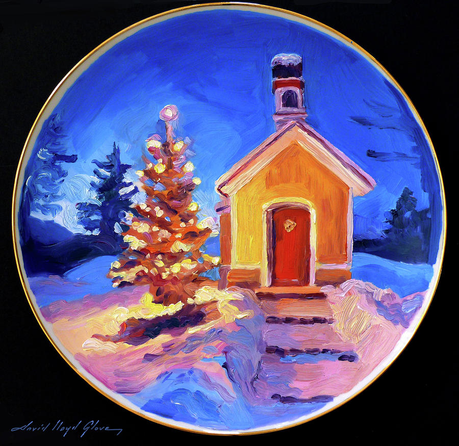 Golden Christmas Tree Painting by David Lloyd Glover