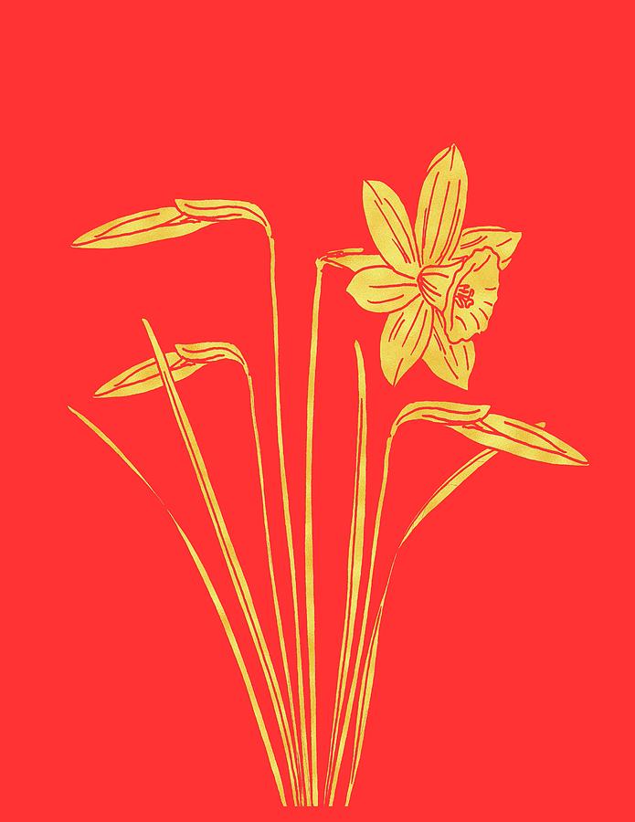 Golden Daffodil Painting by Masha Batkova