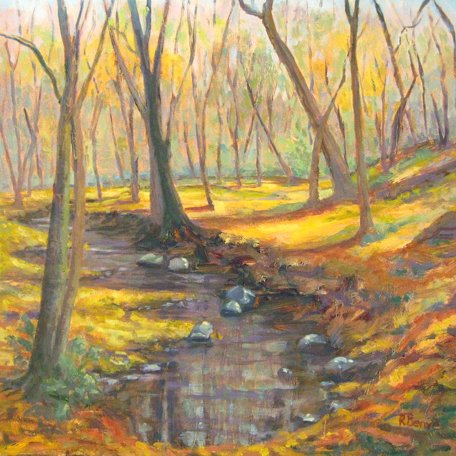 Golden Days Fall Landscape Painting by Robie Benve