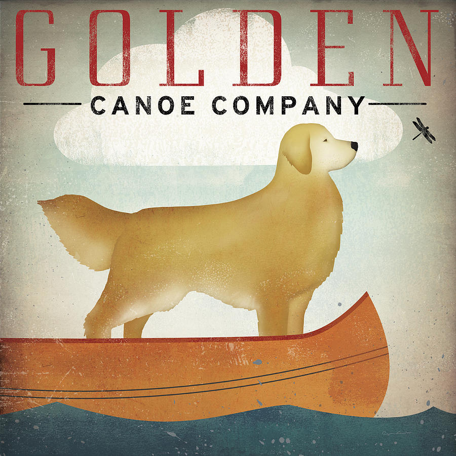 Golden Dog Canoe Co Right Facing Drawing by Ryan Fowler - Fine Art America