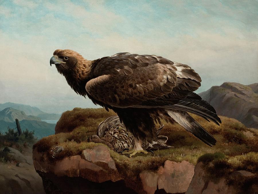 Golden Eagle At A Cliffs Edge Painting by Ferdinand Von Wright Golden Eagle At A Cliffs Edge Painting by Ferdinand Von Wright
