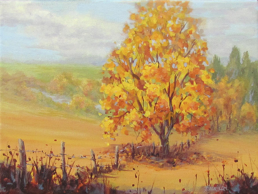 Golden Fall Painting by Karen Ilari