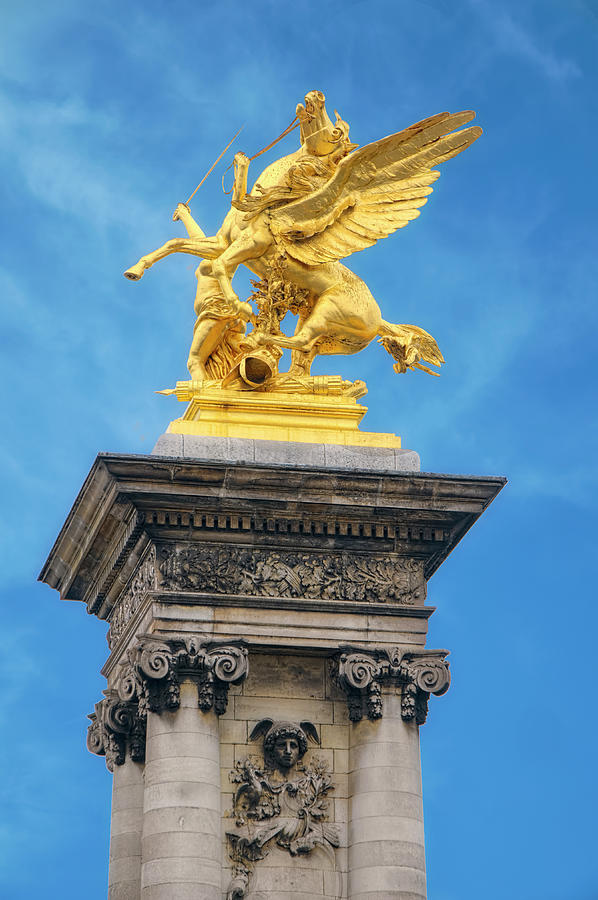 Paris Photograph - Golden Fame Statue On Pont Alexandre IIi - II by Cora Niele