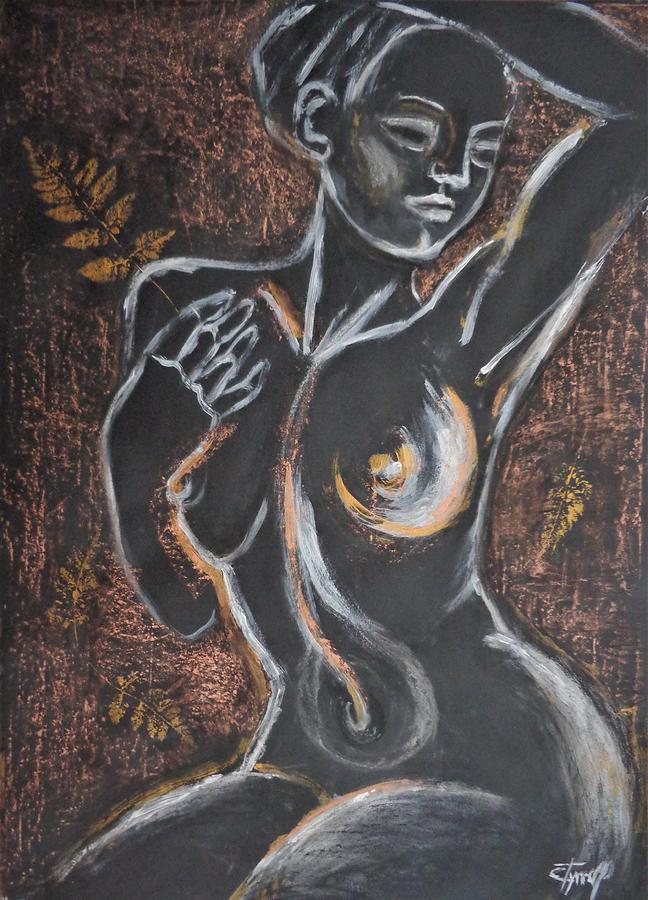 Golden Fern 1 - Female Nude Painting by Carmen Tyrrell