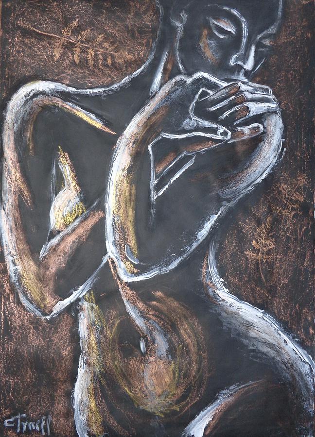 Golden Fern 3 - Female Nude Painting by Carmen Tyrrell