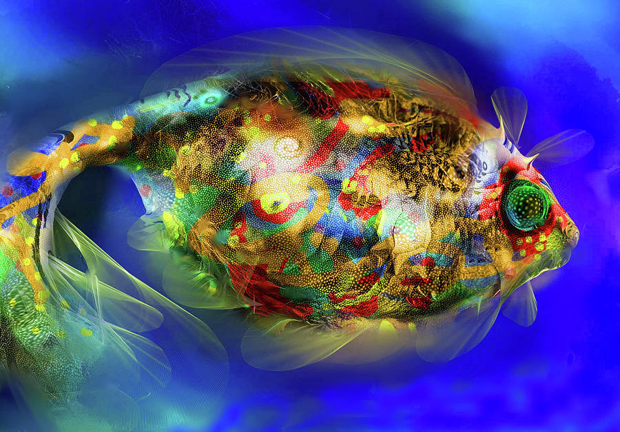 Abstract Digital Art - Golden Fish 2. by Natalia Rudzina