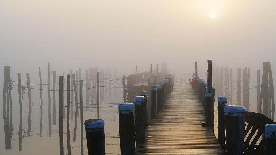 Golden Fog At The Lonely Pier Photograph by Bodo Balzer