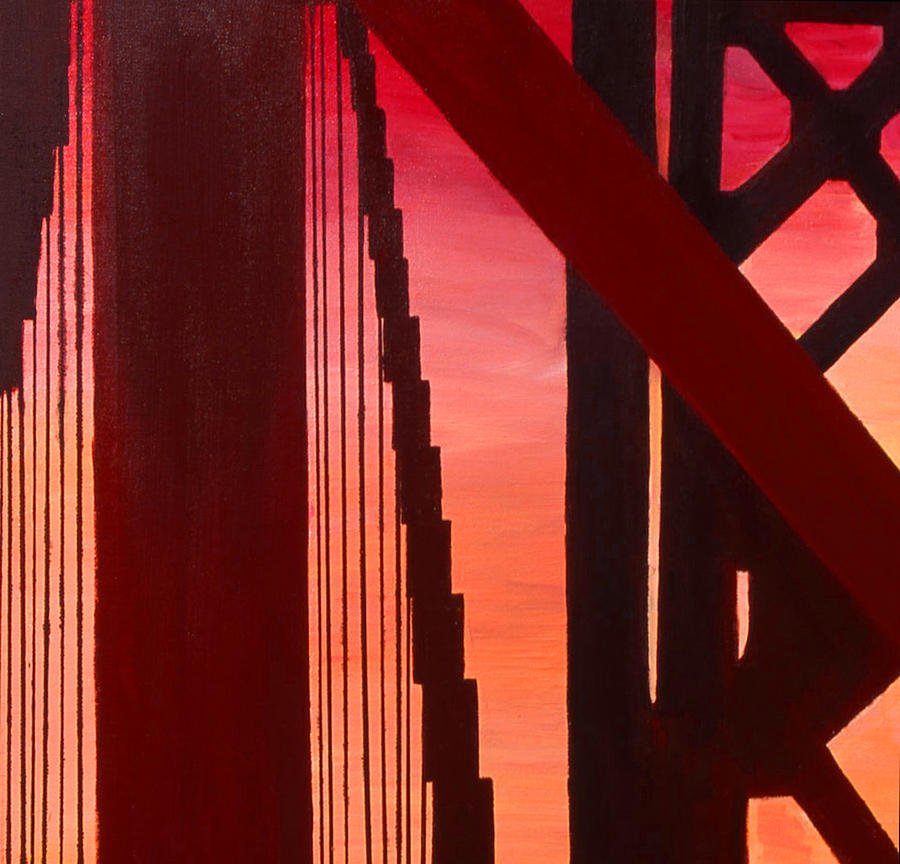 Golden Gate Bridge Painting - Golden Gate Art Deco Masterpiece by Rene Capone