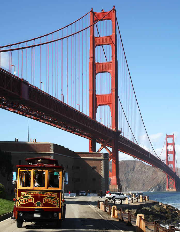 Golden Gate Bridge And Cable Car Photograph by Dancardiff