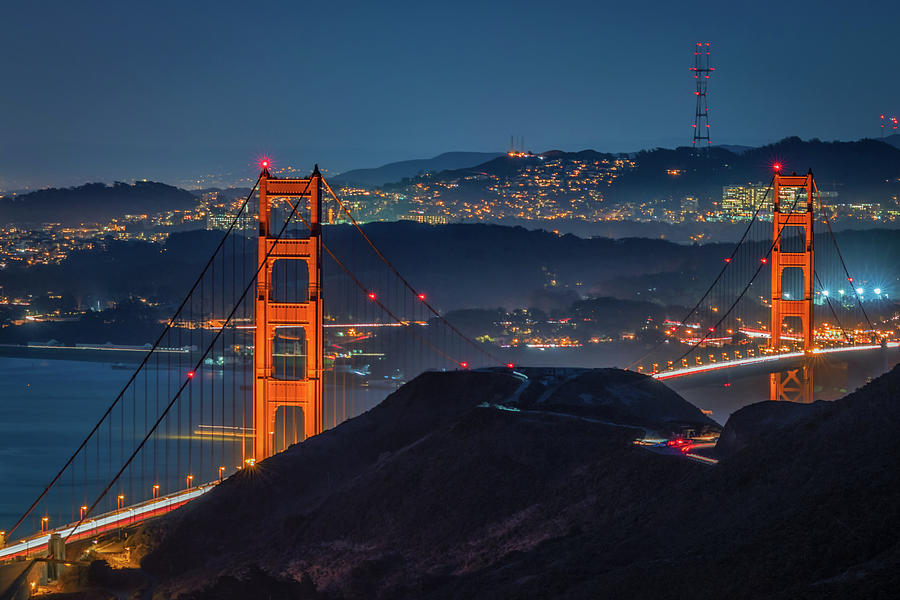 Golden Gate Bridge and the Sutro Tower Photograph by Kristen Wilkinson
