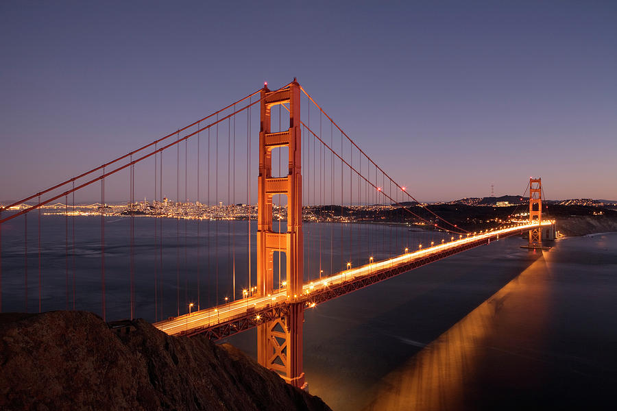 Golden Gate Bridge At Night Photograph by Stephanhoerold