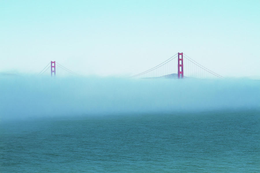 Golden Gate Bridge in Fog Bank Photograph by Bonnie Follett