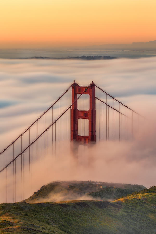 Landscape Photograph - Golden Gate Bridge In Fogs by Jenny Qiu