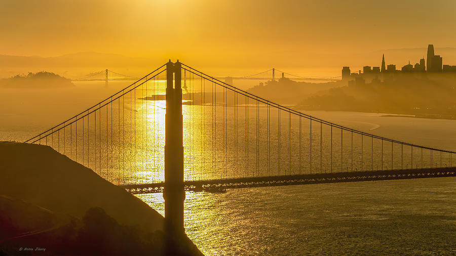 Landscape Photograph - Golden Gate Bridge Sunrise by Annie Zhang