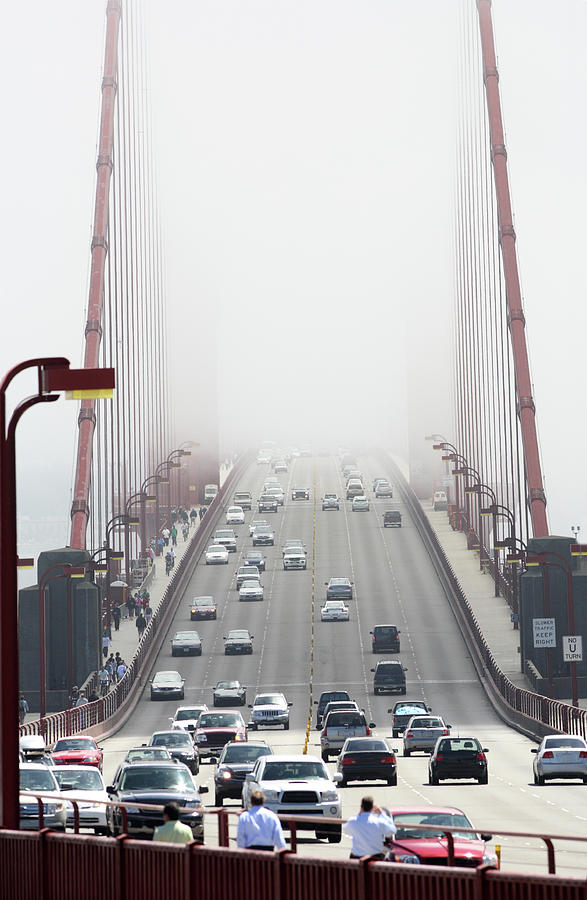 Golden Gate Bridge Traffic In The Fog Photograph by Zeiss4me