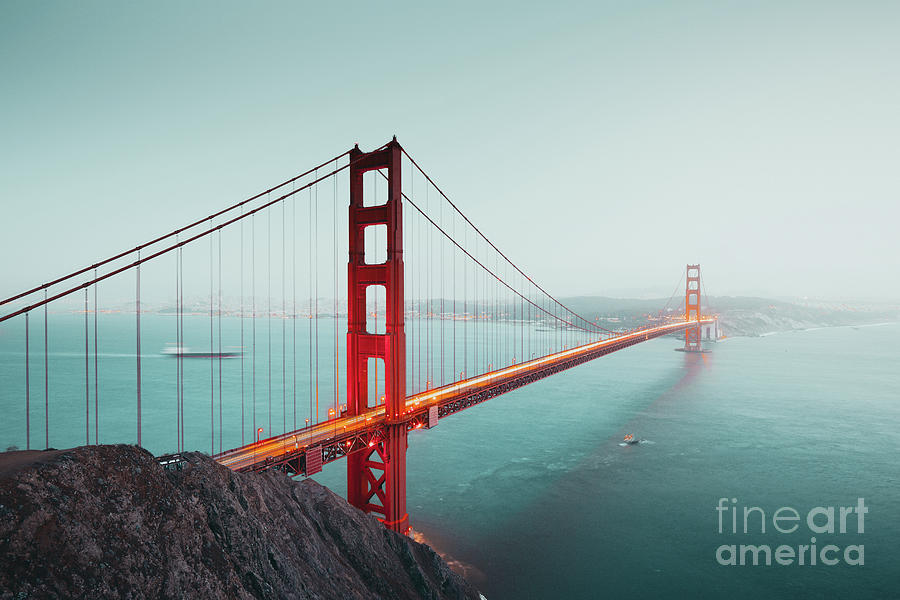 Golden Gate Bridge Twilight Fog Photograph