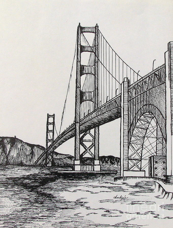 Golden gate Drawing by Jd Bearden