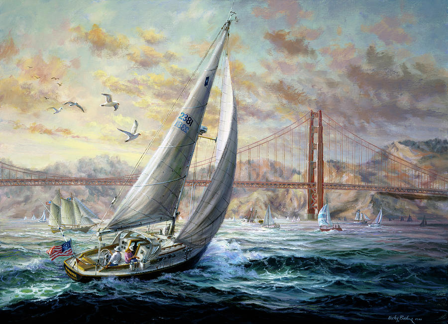 Transportation Painting - Golden Gate by Nicky Boehme