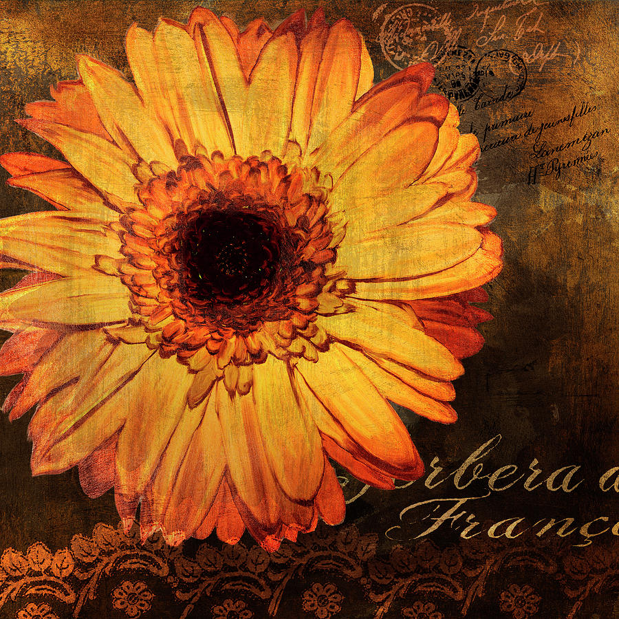 Yellow Flower Mixed Media - Golden Gerbera IIi by Art Licensing Studio