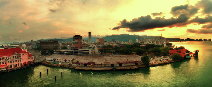 Golden Glow In The Port Of Penang Malaysia Photograph
