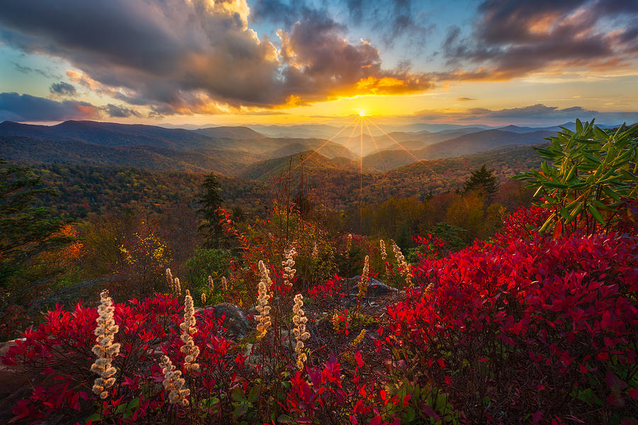 Glow Photograph - Golden Glow Over The Blue Ridge by J & W Photography