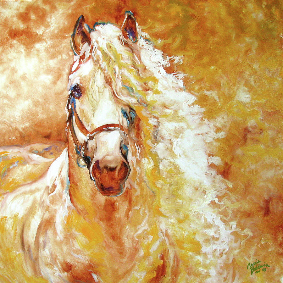 Impressionism Painting - Golden Grace Andalusian Equine by Marcia Baldwin