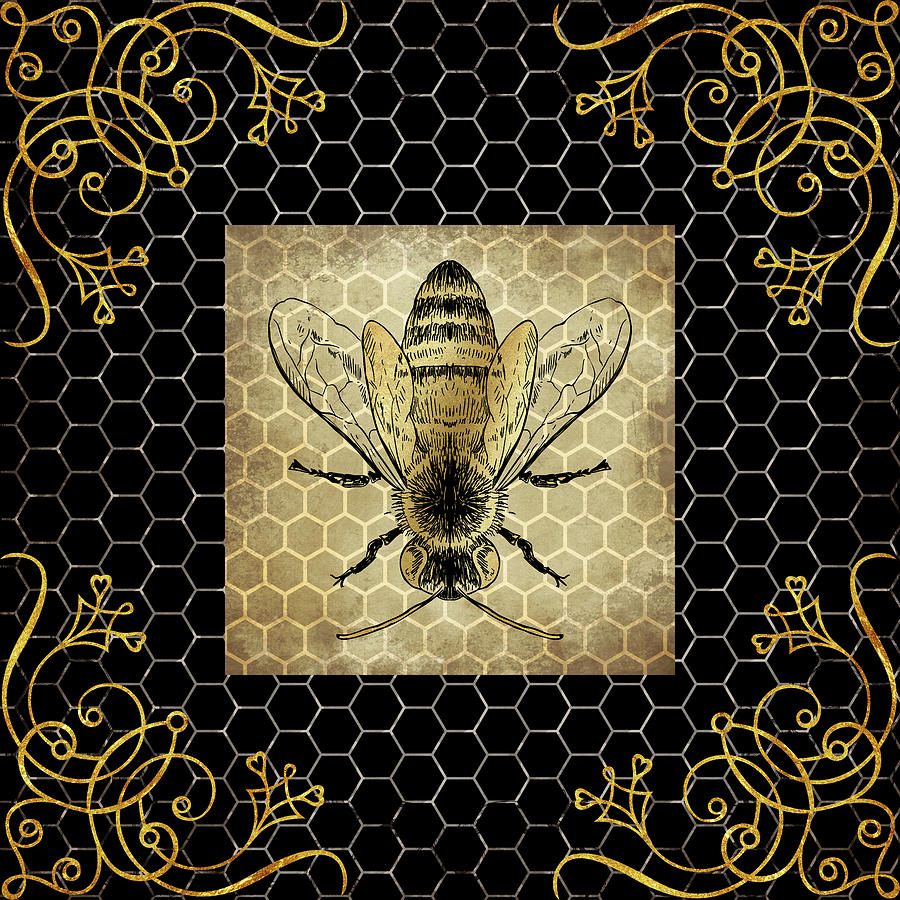 Insects Mixed Media - Golden Honey Bee 02 by Lightboxjournal