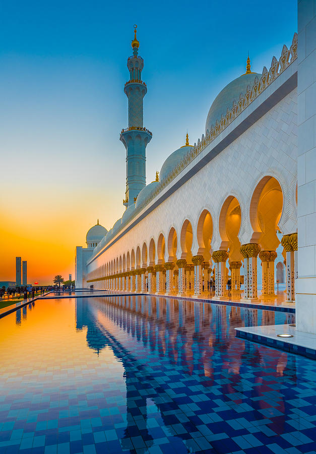 Sunset Photograph - Golden Hour At Grand Mosque by Mrinal Nath