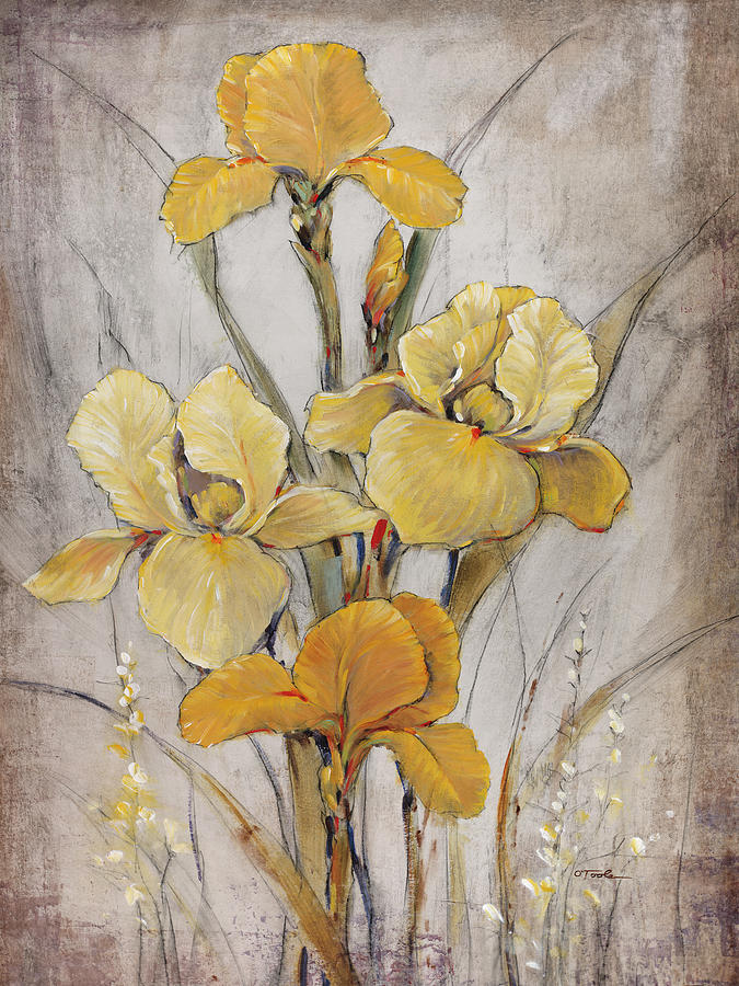Iris Painting - Golden Irises I by Tim Otoole