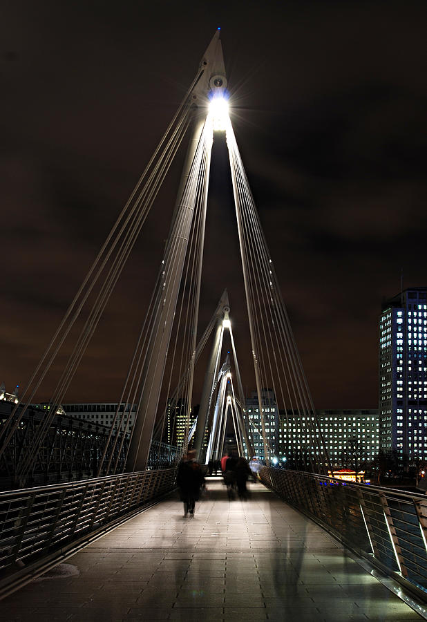 London Photograph - Golden Jubilee Bridge By Night by Jan Lykke