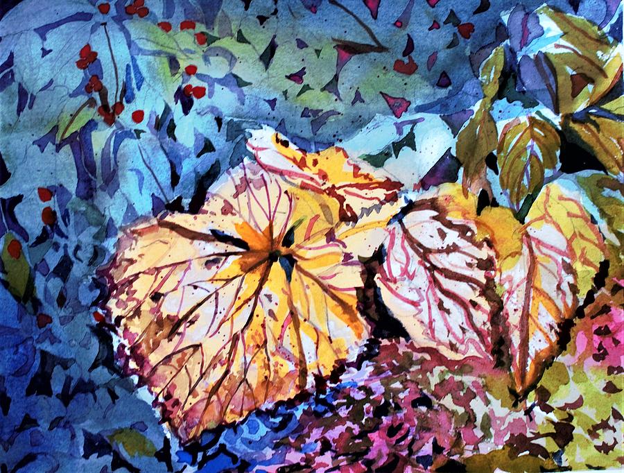 Golden Leaves Painting by Mindy Newman
