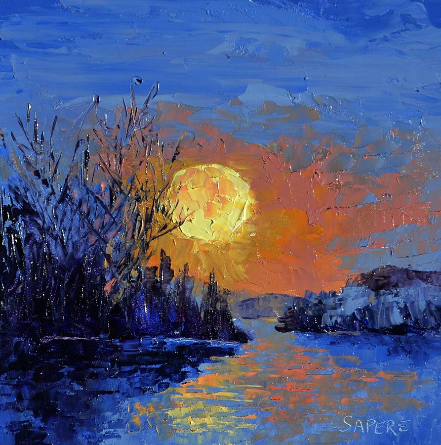 Golden Moon Painting by Lynee Sapere