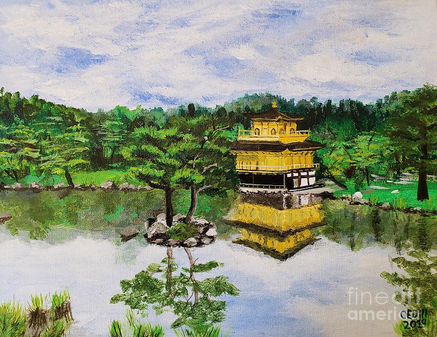 Golden Pavilion, Kyoto, Japan Painting by C E Dill