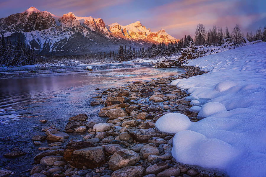 Banff National Park Photograph - Golden Peaks by Lisa Zhang