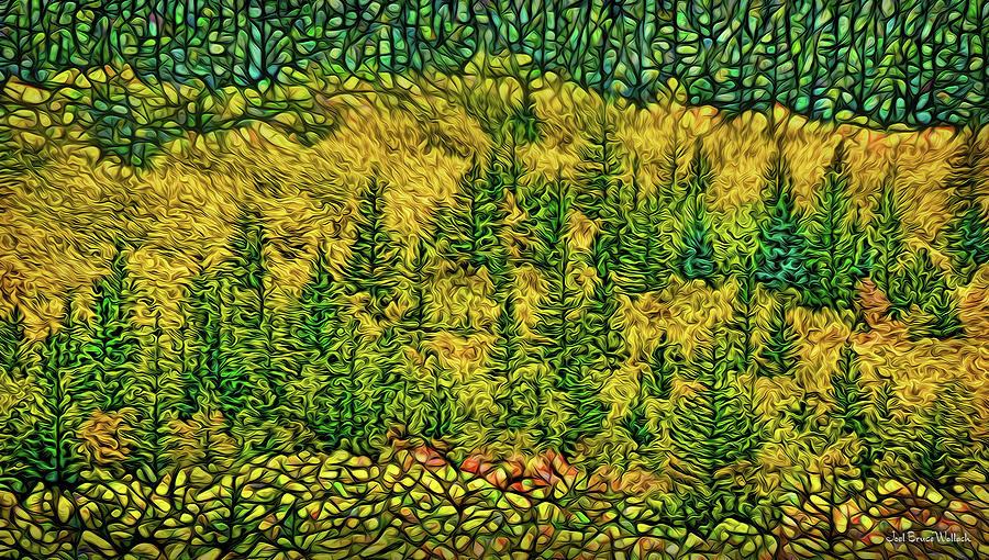 Golden Pine Forest Digital Art by Joel Bruce Wallach