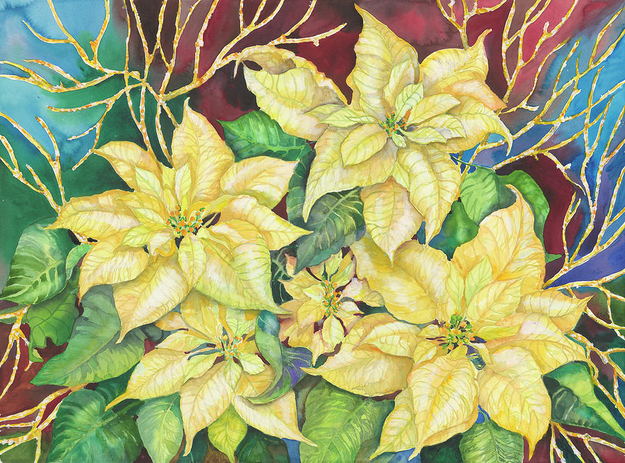 Golden Poinsettia Painting by Joanne Porter