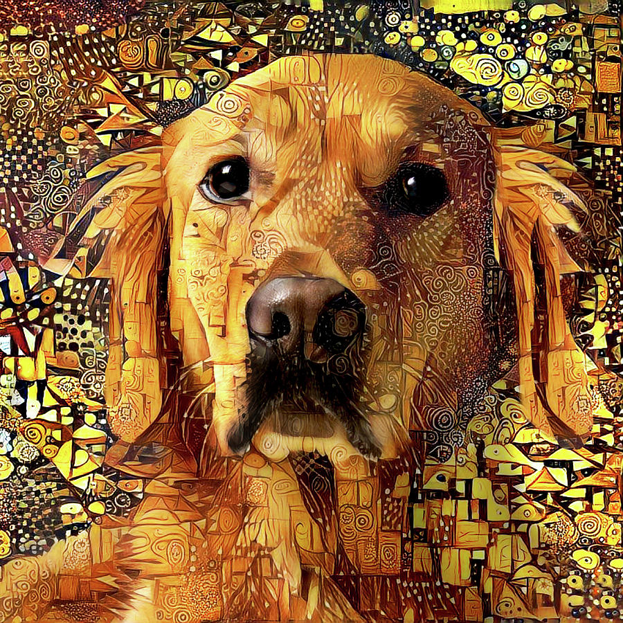 Golden Retriever Dog Abstract Art Digital Art by Peggy Collins