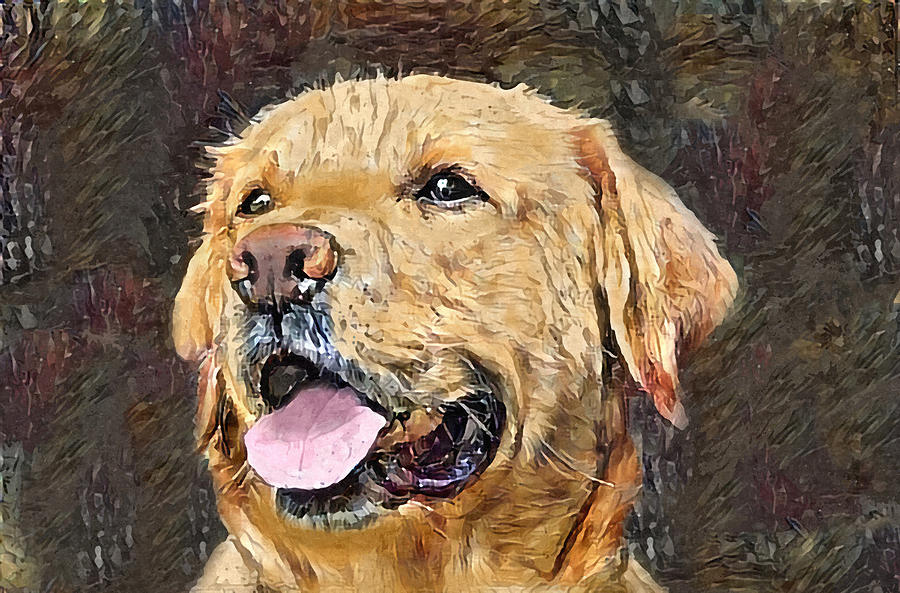 Golden Retriever Dog Portrait Painted Photograph by Sandi OReilly