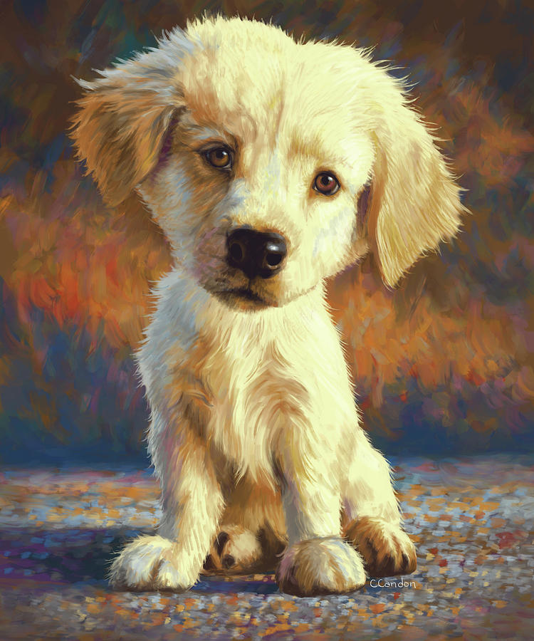 Golden Retriever Puppy Painting by 