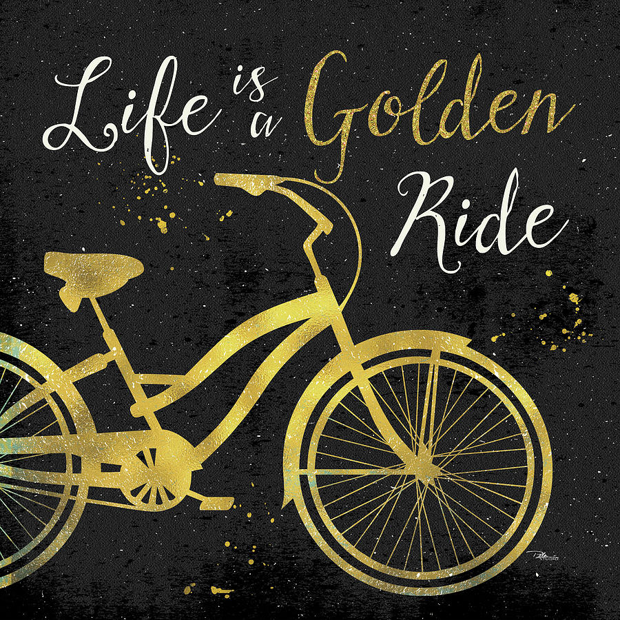 Bicycle Painting - Golden Ride I Dark by Pela Studio