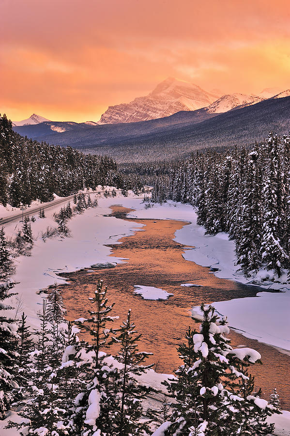 Golden River In Frozen World Photograph by Mei Xu